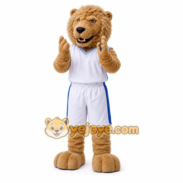 Brown Lion Mascot Costume with Custom Logo