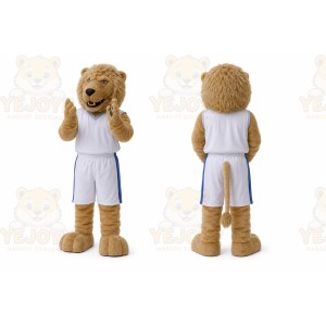Brown Lion Mascot Costume with Custom Logo