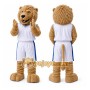 Brown Lion Mascot Costume with Custom Logo