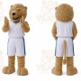 Brown Lion Mascot Costume with Custom Logo