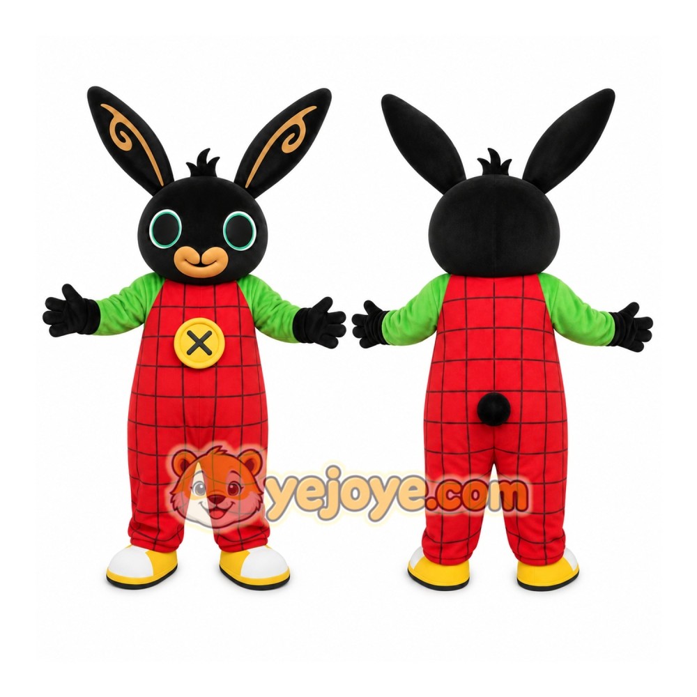 Black Rabbit Mascot Costume with Custom Logo Black Rabbit Mascot Costume with Custom Logo