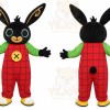 Black Rabbit Mascot Costume with Custom Logo