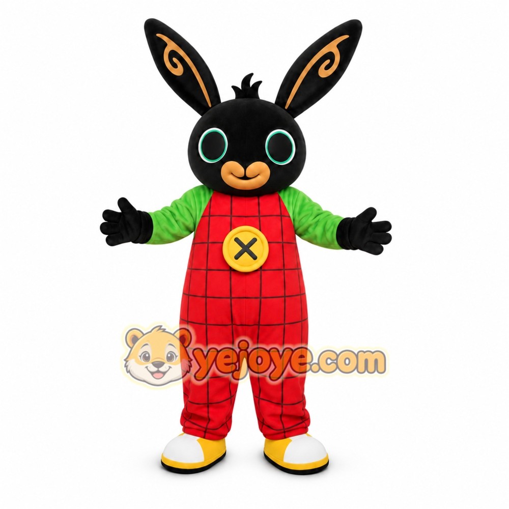 Black Rabbit Mascot Costume with Custom Logo Black Rabbit Mascot Costume with Custom Logo