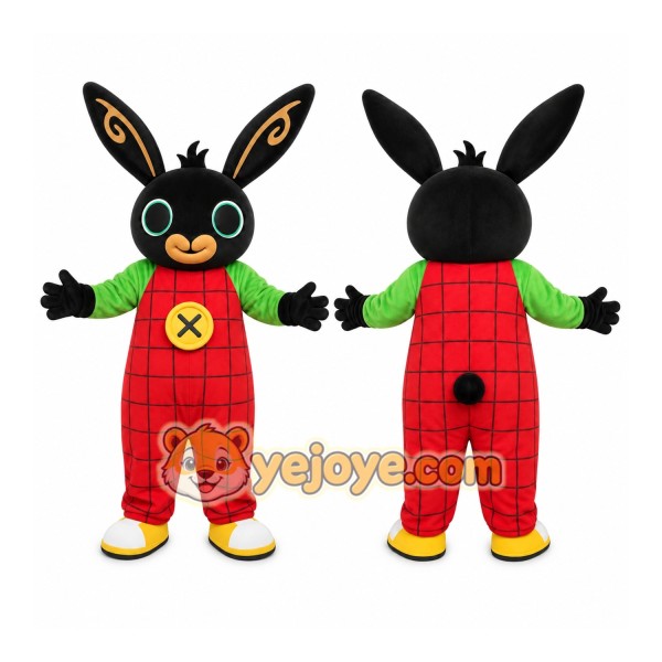 Black Rabbit Mascot Costume with Custom Logo