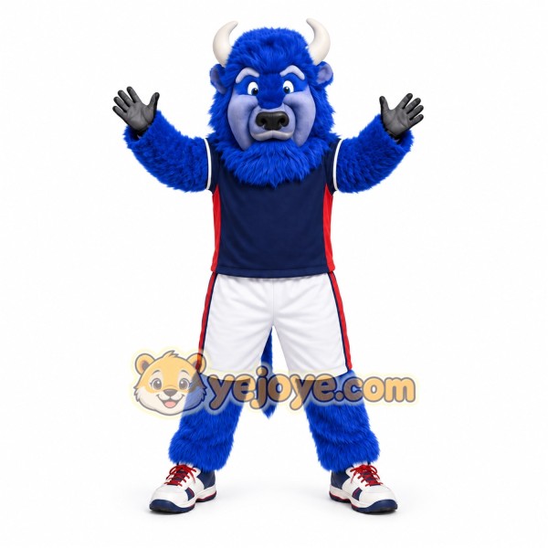 Blue Bull Mascot Costume with Custom Logo Blue Bull Mascot Costume with Custom Logo