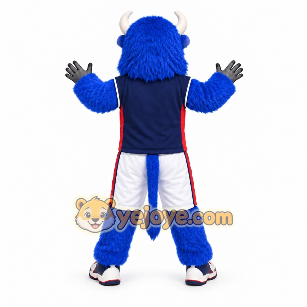 Blue Bull Mascot Costume with Custom Logo Blue Bull Mascot Costume with Custom Logo
