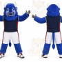 Blue Bull Mascot Costume with Custom Logo