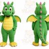 Green Dragon Mascot Costume with Custom Logo