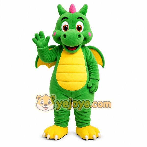 Green Dragon Mascot Costume with Custom Logo Green Dragon Mascot Costume with Custom Logo