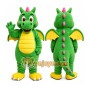 Green Dragon Mascot Costume with Custom Logo