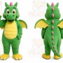 Green Dragon Mascot Costume with Custom Logo