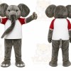 Gray Elephant Mascot Costume with Custom Logo