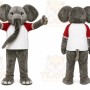 Gray Elephant Mascot Costume with Custom Logo