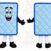 Blue Rectangle Mascot Costume with Custom Logo