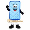 Blue Rectangle Mascot Costume with Custom Logo Blue Rectangle Mascot Costume with Custom Logo
