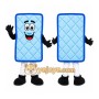 Blue Rectangle Mascot Costume with Custom Logo