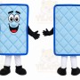 Blue Rectangle Mascot Costume with Custom Logo