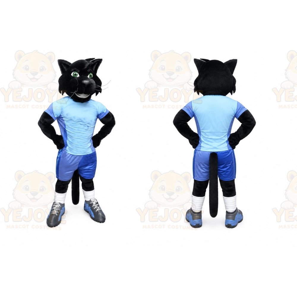 Black Cat Mascot Costume with Custom Logo