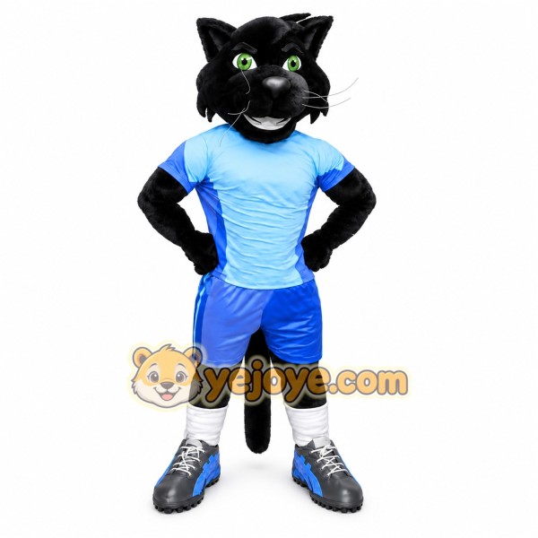 Black Cat Mascot Costume with Custom Logo