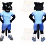 Black Cat Mascot Costume with Custom Logo