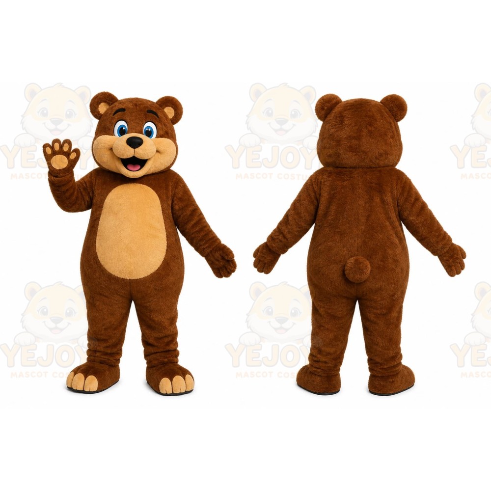 Brown Bear Mascot Costume with Custom Logo