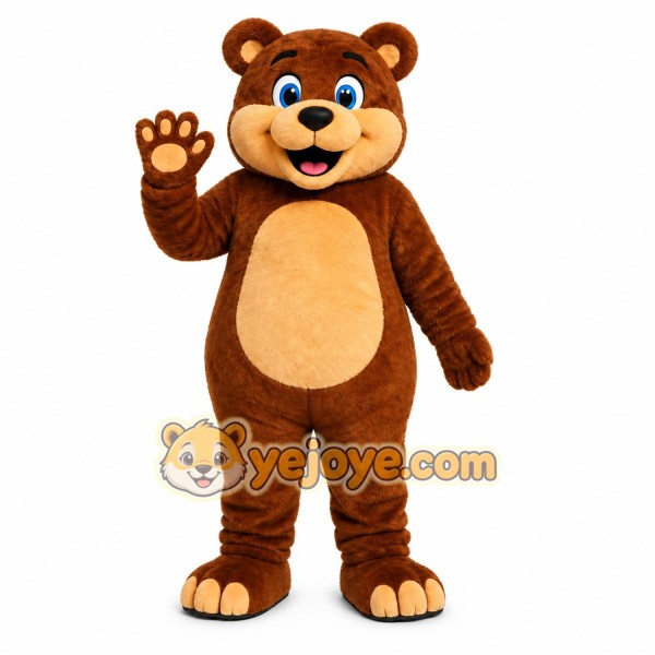 Brown Bear Mascot Costume with Custom Logo