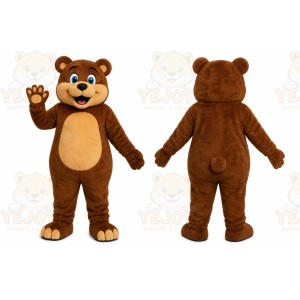 Brown Bear Mascot Costume with Custom Logo
