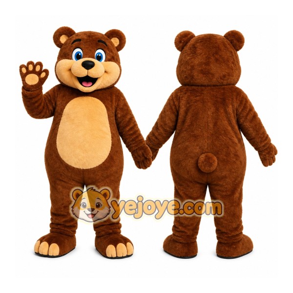 Brown Bear Mascot Costume with Custom Logo
