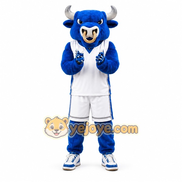Blue Bull Mascot Costume with Custom Logo Blue Bull Mascot Costume with Custom Logo