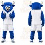 Blue Bull Mascot Costume with Custom Logo