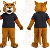 Brown Cougar Mascot Costume with Custom Logo