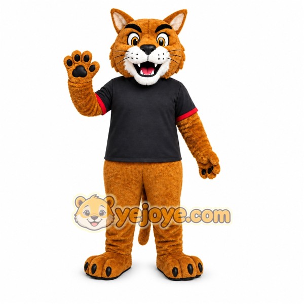 Brown Cougar Mascot Costume with Custom Logo