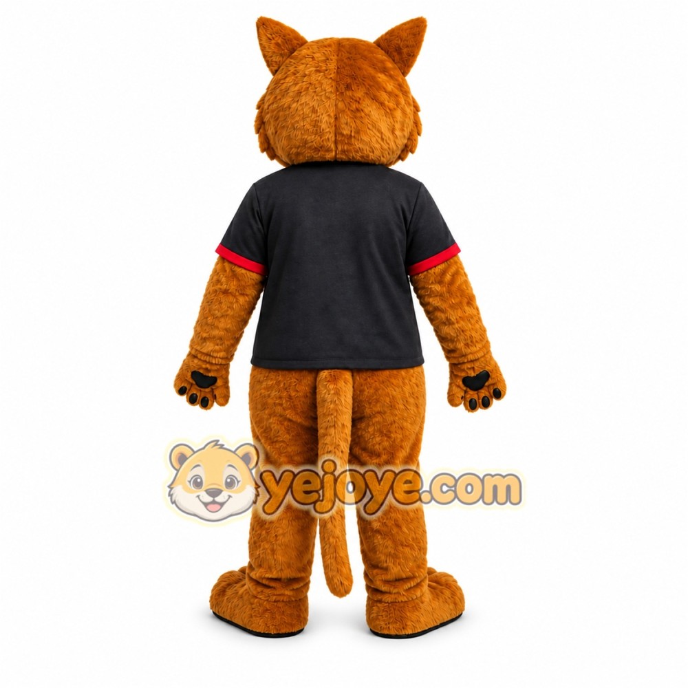 Brown Cougar Mascot Costume with Custom Logo