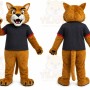 Brown Cougar Mascot Costume with Custom Logo