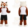 Orange Tiger Mascot Costume with Custom Logo