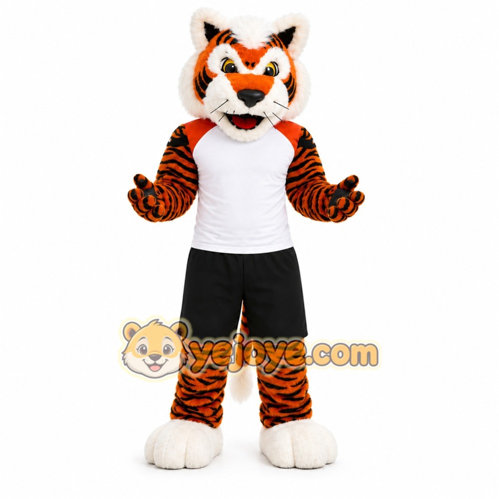Orange Tiger Mascot Costume with Custom Logo Orange Tiger Mascot Costume with Custom Logo