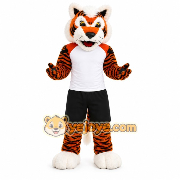 Orange Tiger Mascot Costume with Custom Logo Orange Tiger Mascot Costume with Custom Logo