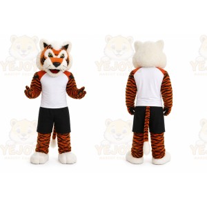 Orange Tiger Mascot Costume with Custom Logo