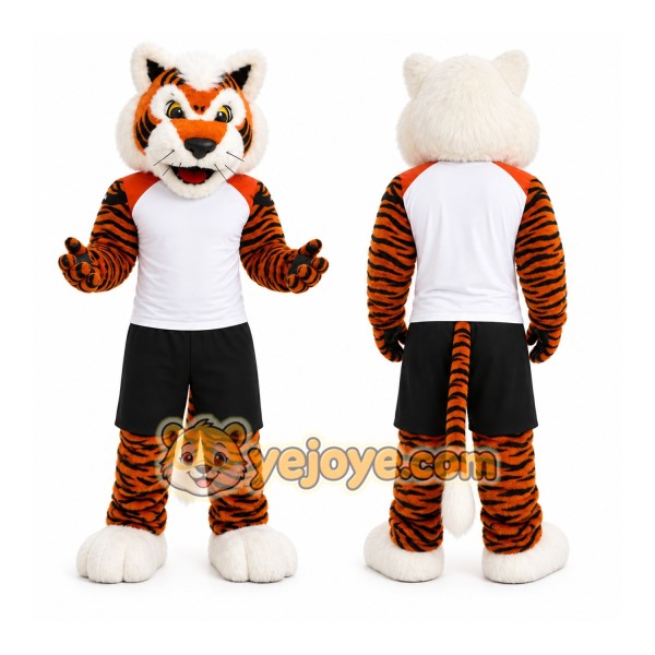 Orange Tiger Mascot Costume with Custom Logo