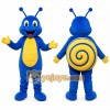 Blue Snail Mascot Costume with Custom Logo