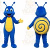 Blue Snail Mascot Costume with Custom Logo