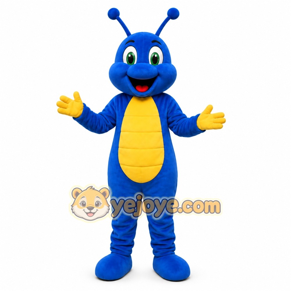 Blue Snail Mascot Costume with Custom Logo