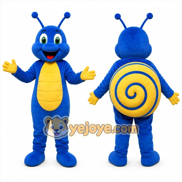 Blue Snail Mascot Costume with Custom Logo