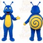 Blue Snail Mascot Costume with Custom Logo