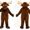 Brown Moose Mascot Costume with Custom Logo