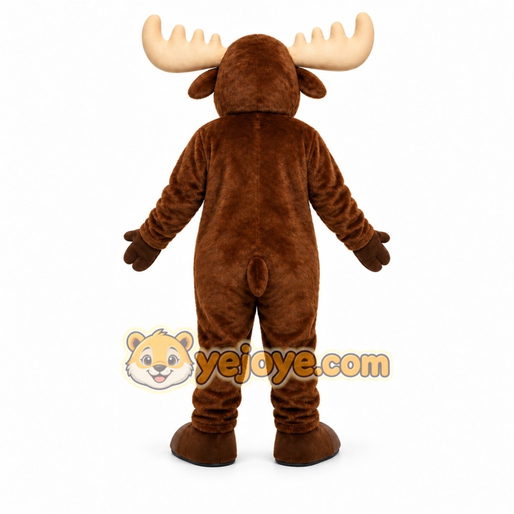 Brown Moose Mascot Costume with Custom Logo Brown Moose Mascot Costume with Custom Logo