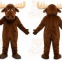 Brown Moose Mascot Costume with Custom Logo
