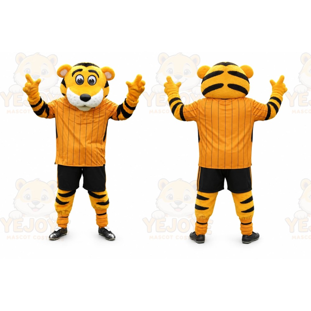 Orange Tiger Mascot Costume with Custom Logo