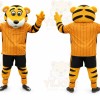 Orange Tiger Mascot Costume with Custom Logo