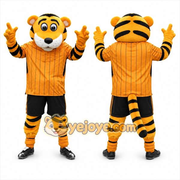 Orange Tiger Mascot Costume with Custom Logo